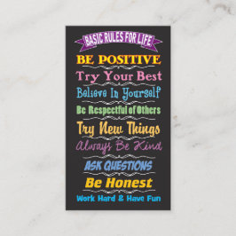Rules for Life Inspirational Card Telefonnummerkarte