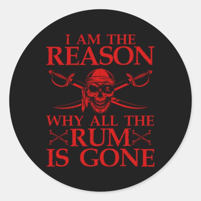 Rum für Alkohol Rum Pirate Drinks Runder Aufkleber (Vorderseite)