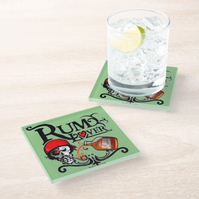 Rum Liebhaber Glasuntersetzer (Schrägansicht)