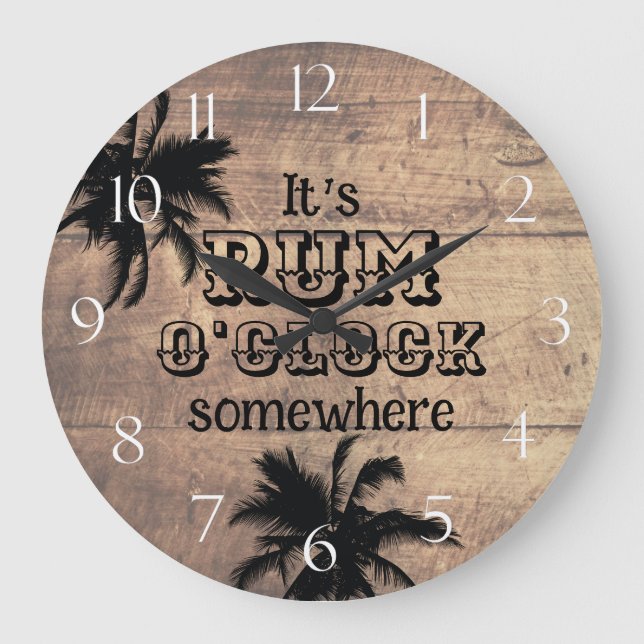 Rum O'Clock Strandbar Große Wanduhr (Vorderseite)