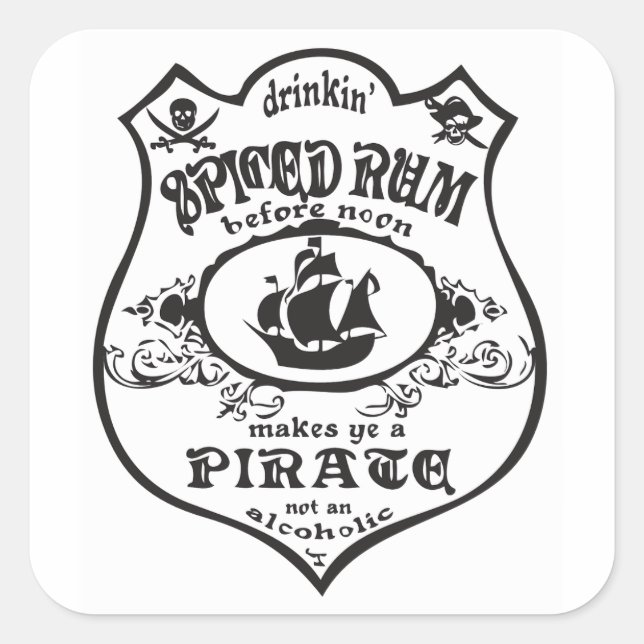 Rum Pirate Drink Thunder_Cove Quadratischer Aufkleber (Vorderseite)