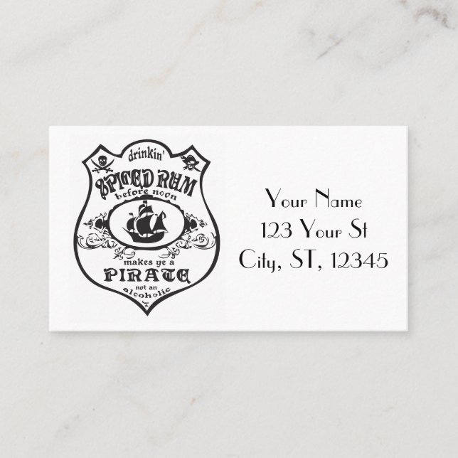 Rum Pirate Drink Thunder_Cove  Visitenkarte (Vorderseite)