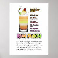 RUM PUNCH Cocktail Rezept 18" x 24" Art Poster