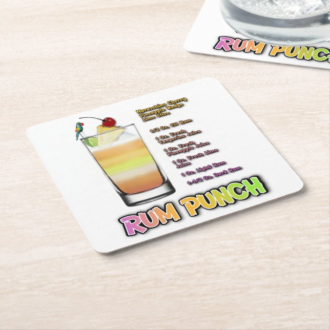 RUM PUNCH Cocktail Rezeption Rechteckiger Pappuntersetzer (angewinkelt)
