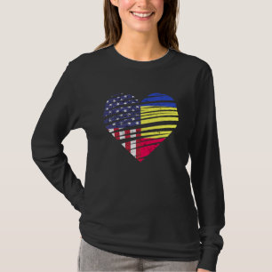 Rumänien Amerikanisch Gewachsenes Herz USA Patriot T-Shirt