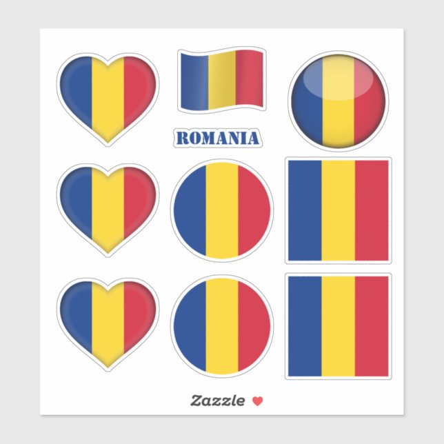 Rumänien Aufkleber und rumänische Flagge, Herz/Spo (Blatt)
