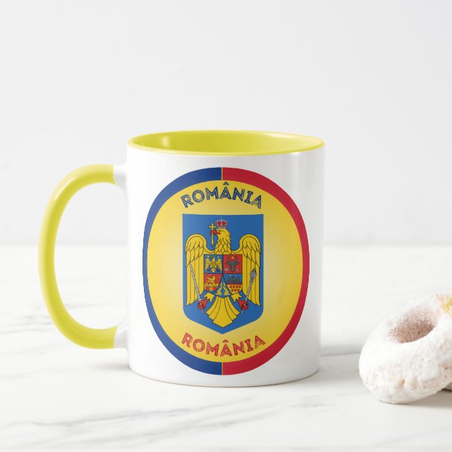 Rumänien-Erbe-Emblem Tasse (Mit Donut)