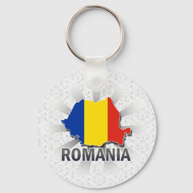 Rumänien Flag Map 2.0 Schlüsselanhänger (Vorderseite)