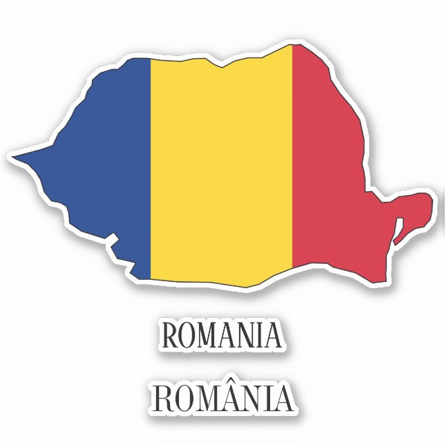 Rumänien Flaggenkarte Aufkleber (Vorderseite)