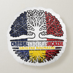 Rumänien - Französisch-Französisch-Tree-Roots-Flag Rundes Kissen