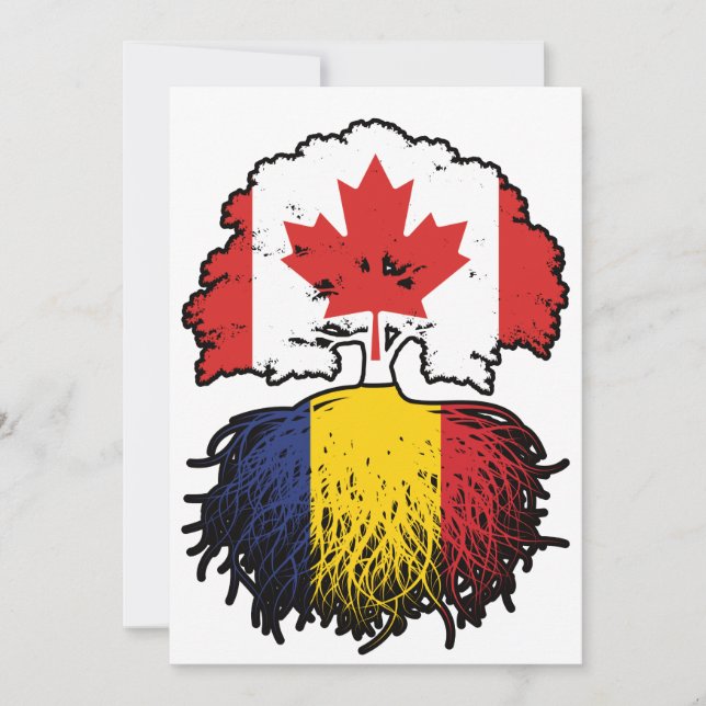 Rumänien Kanadisches Tree-Roots-Flag für Rumänien Einladung (Vorderseite)