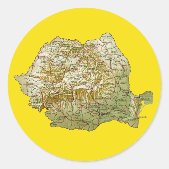 Rumänien Kartenaufkleber Runder Aufkleber (Vorderseite)