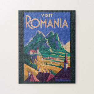Rumänien Landschaft Illustration Reise Kunst Vinta