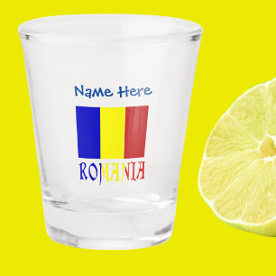 Rumänien Rumänische Flagge Blau Personalisiert Schnapsglas