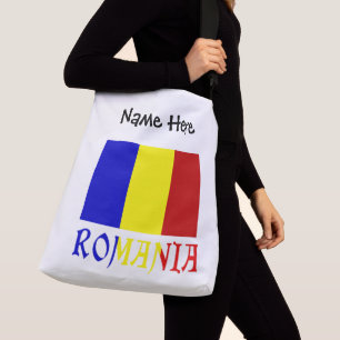 Rumänien Rumänische Flagge Schwarz Personalisierun Tragetaschen Mit Langen Trägern