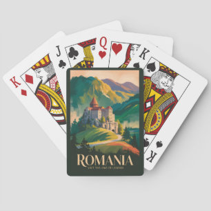 Rumänien Schloss Landschaft Illustration Reise Kun Spielkarten