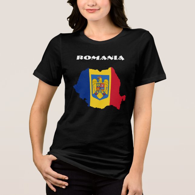 RUMÄNIEN Special Customizable Black Tourist Tri-Blend Shirt (Vorderseite)