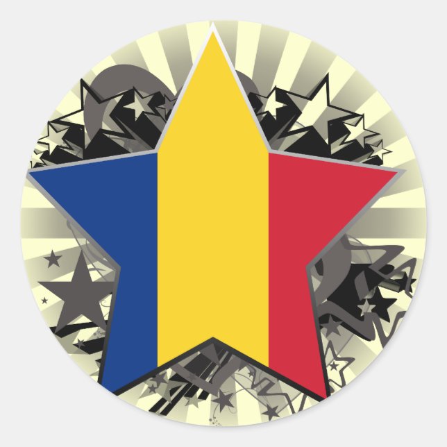 Rumänien Star Runder Aufkleber (Vorderseite)