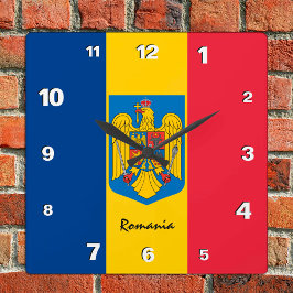 Rumänien Uhr, patriotische Zuhause, rumänische Fla Quadratische Wanduhr
