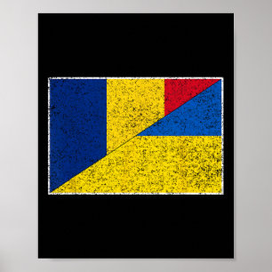 Rumänien Ukraine Flagge Rumänischer Ukrainischer S Poster