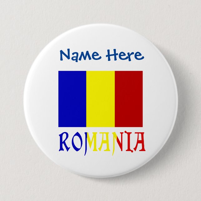 Rumänien und Rumänien - Blaue Flagge Button (Vorderseite)