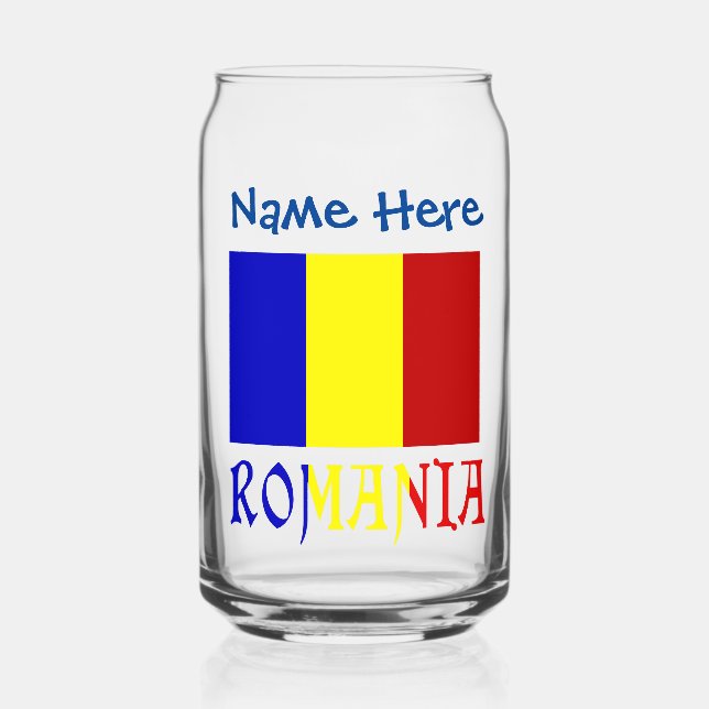 Rumänien und Rumänien - Blaue Flagge Dosenglas (Vorderseite)