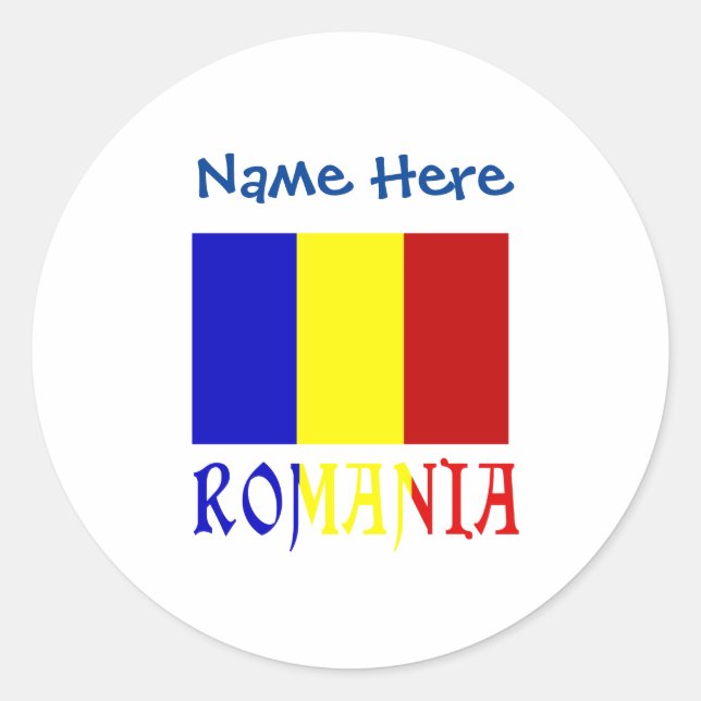 Rumänien und Rumänien - Blaue Flagge Runder Aufkleber (Vorderseite)