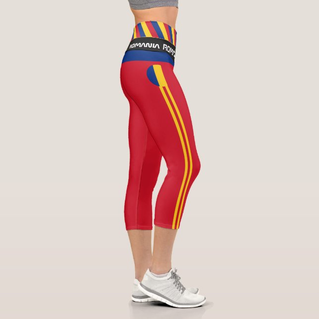 Rumänien und Rumänien - Flaggenmode, Fitness, Spor Capri Leggings (Rechts)