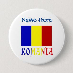 Rumänien und Rumänische Flagge Blau Personalisieru Button