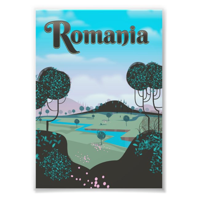 Rumänien - Vintages Landschaftsschutzposter Fotodruck (Vorne)