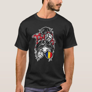 Rumänien Volleyball Messy Bun Hair Girl Rumänien T-Shirt