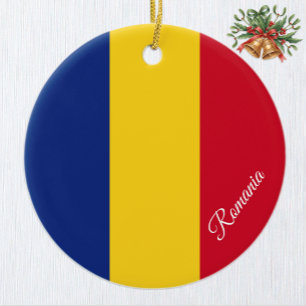 Rumänien-Weihnachtsschmuck, rumänische Flagge Keramik Ornament