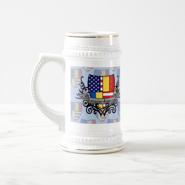 Rumänisch-Amerikanische Schild-Flagge Bierglas (Links)