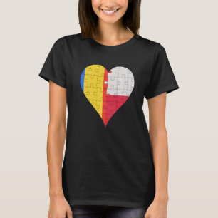 Rumänisch Polnisches Flaggenherz T-Shirt