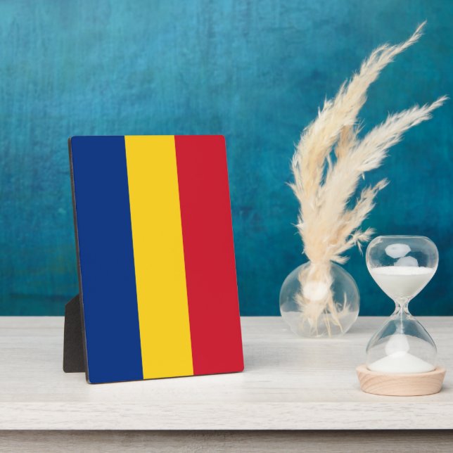 Rumänische Flagge Fotoplatte (Seite)