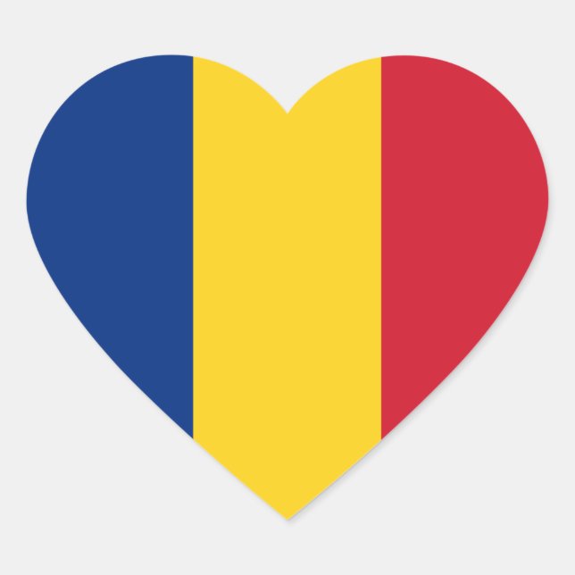 Rumänische Flagge Herz-Aufkleber (Vorderseite)
