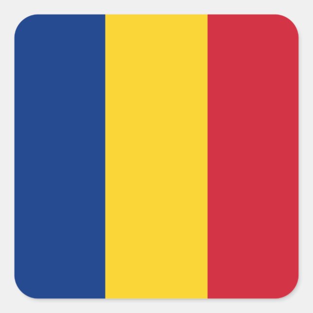 Rumänische Flagge Quadratischer Aufkleber (Vorderseite)