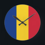 Rumänische Flagge Runde Wanduhr<br><div class="desc">Rumänische Flagge</div>