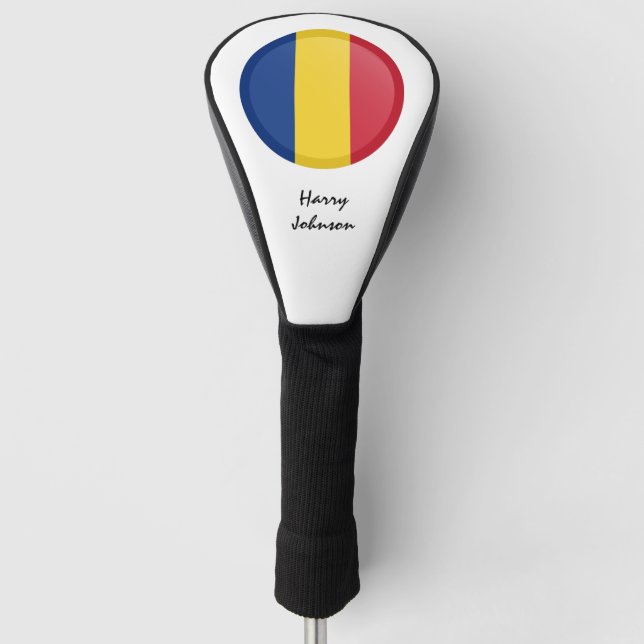 Rumänische Flagge und Mit Monogramm Golfplätze Golf Headcover (Vorderseite)