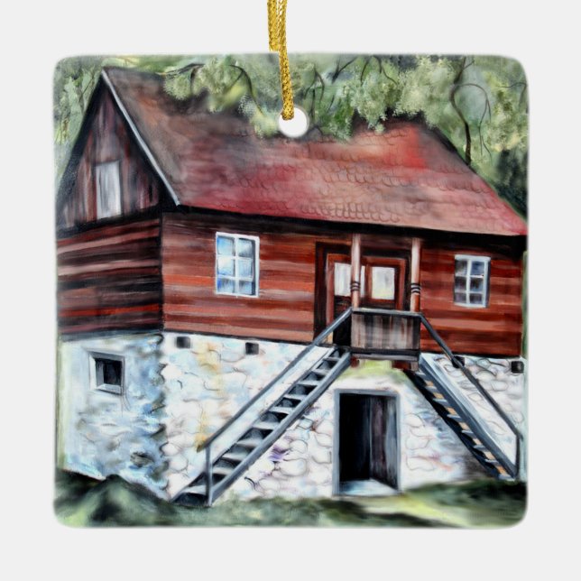 Rumänische Hausarchitektur Wasserfarbe Keramikornament (Vorderseite)