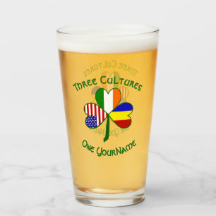 Rumänische Irisch Amerikanische Flaggen Shamrock P Glas