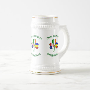 Rumänische Irische USA-Flagge Kleeblatt Personalis Bierglas
