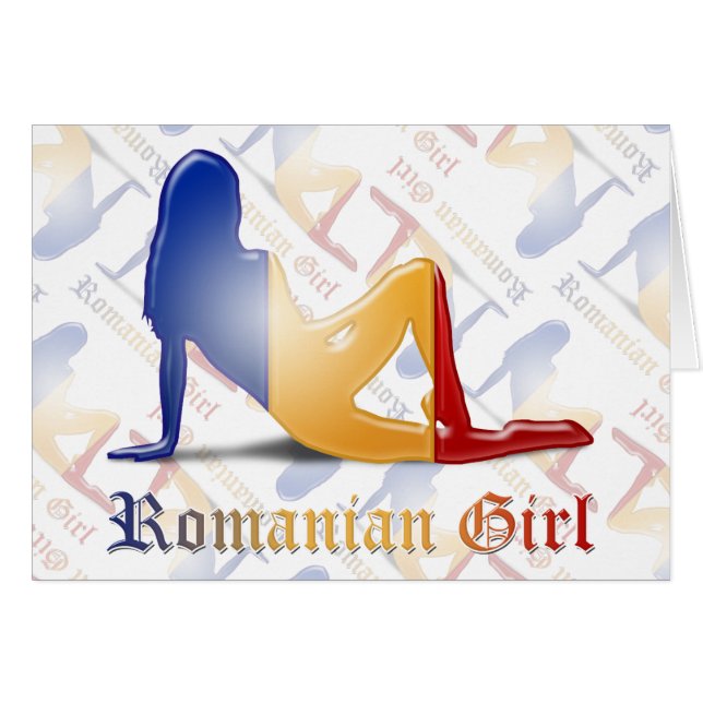 Rumänische Mädchen-Silhouette-Flagge (Vorderseite (Horizontal))