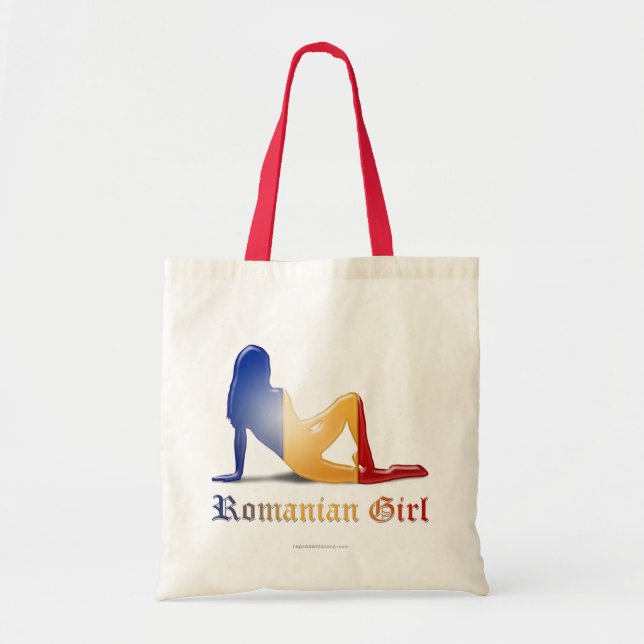 Rumänische Mädchen-Silhouette-Flagge Tragetasche (Vorne)