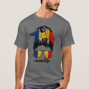 Rumänische Mama Messy Bun Romania Pride Patriotic T-Shirt