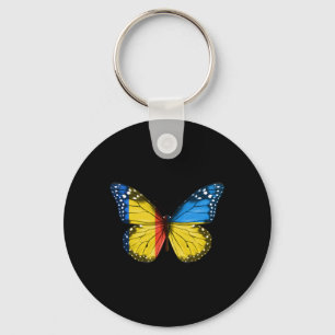 Rumänische Ukrainische Flagge Schmetterling Rumäni Schlüsselanhänger