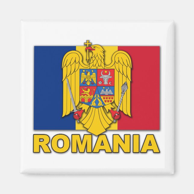 RUMÄNISCHE Wappen-Fahne Magnet (Vorne)