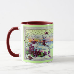 RUMÄNISCHE Winterlandschaft mit Stiefmütterchen Tasse
