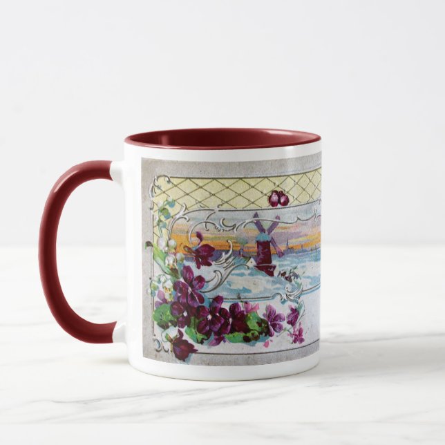 RUMÄNISCHE Winterlandschaft mit Stiefmütterchen Tasse (Links)