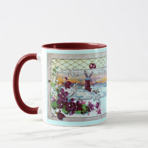 RUMÄNISCHE Winterlandschaft, Stiefmütterchen, Blum Tasse